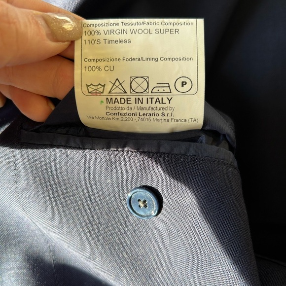 🌟 Lux TAGLIATORE Navy Blue WOOL Sport Blazer Jacket Sz Eu 50/ Us 40 - Picture 6 of 9